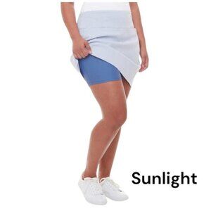 S.C. & Co Skort Womens Large Blue White Striped Knit Stretch Golf Tennis Sports